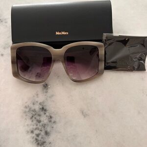 MaxMara Taupe Translucent Frame Sunglasses with Gradient Purple Lenses